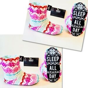 2 pairs NWT MIXIT Sz 9/10 (L) Plush Lined Slippers Socks